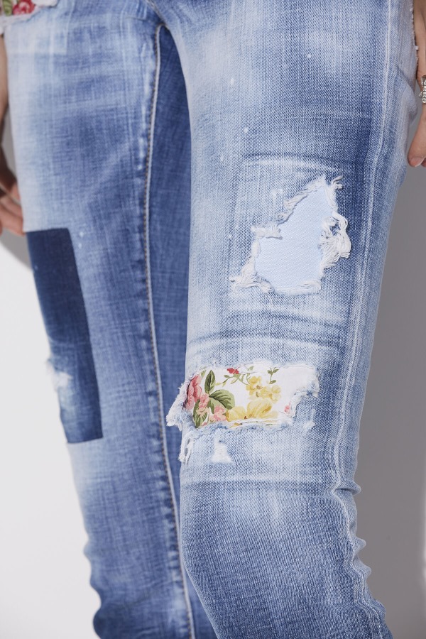 Medium Dark Knee&Leg Patch Wash Jennifer Jeans