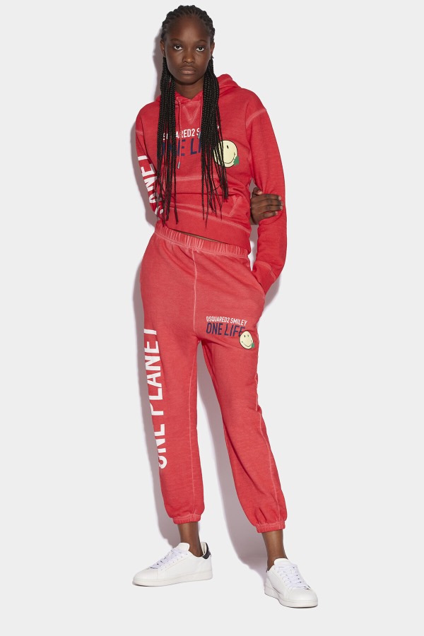 Smiley Organic Cotton Joggers RED D2