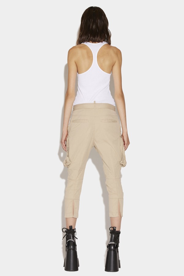 Skinny Cargo Pants LIGHT BEIGE/DARK MILITARY GREEN