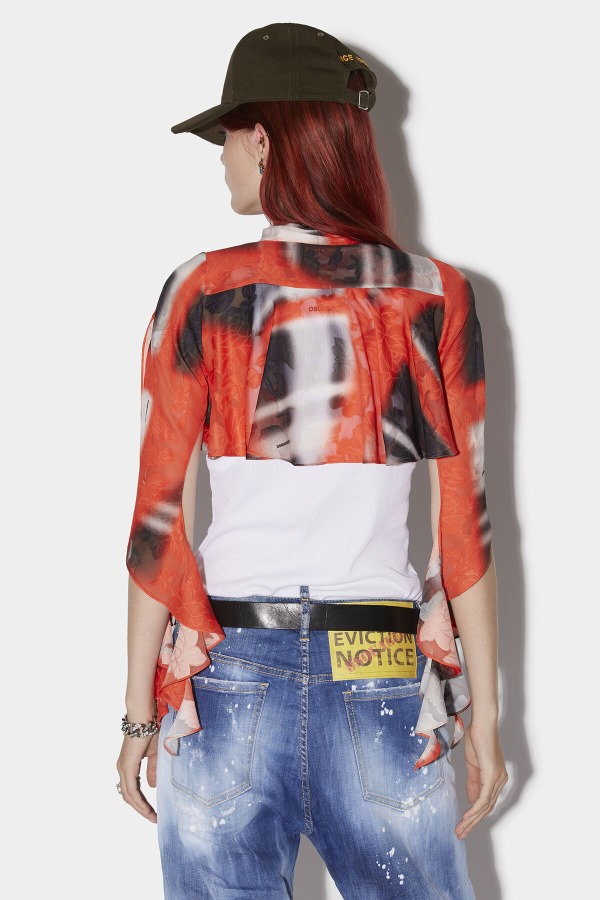 Flutter Sleeve Crop Shirt