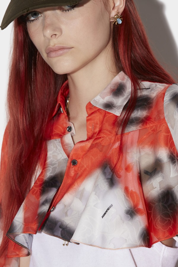 Flutter Sleeve Crop Shirt
