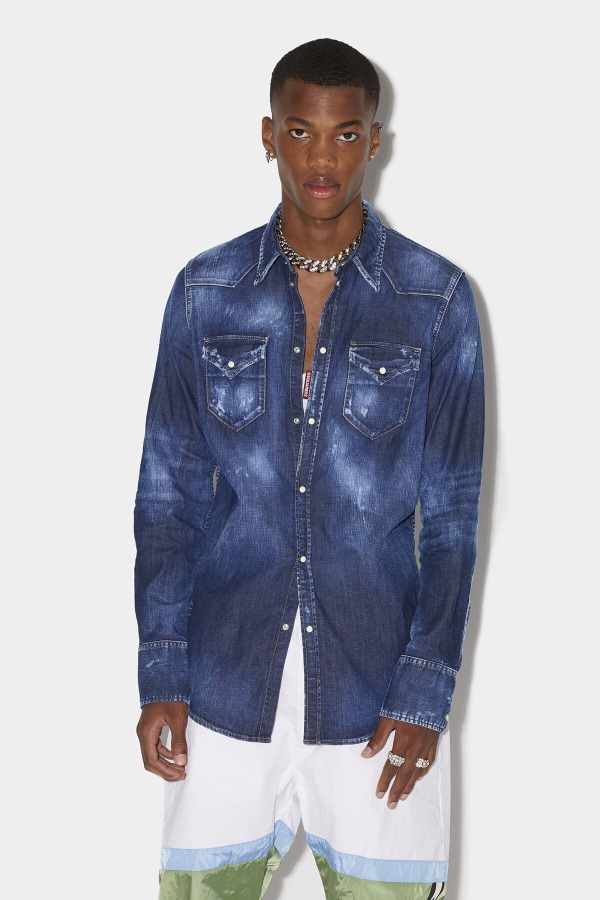 Classic Western Shirt NAVY BLUE