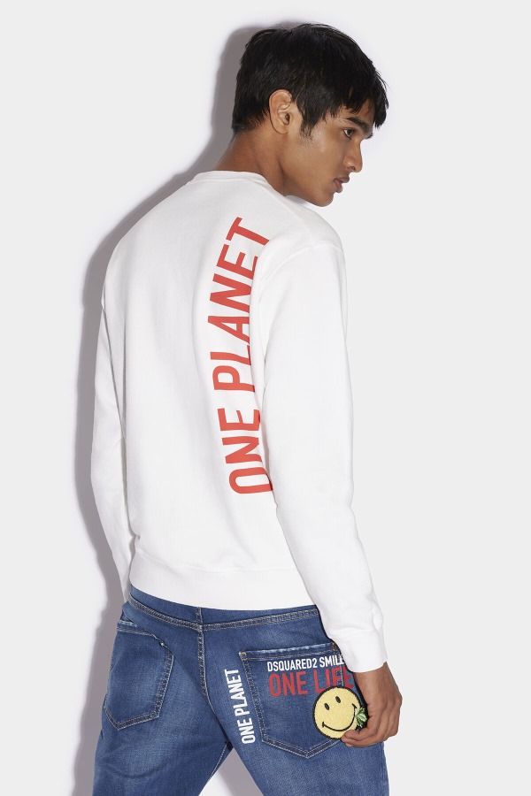 Smiley Organic Cotton Cool Fit Sweatshirt WHITE