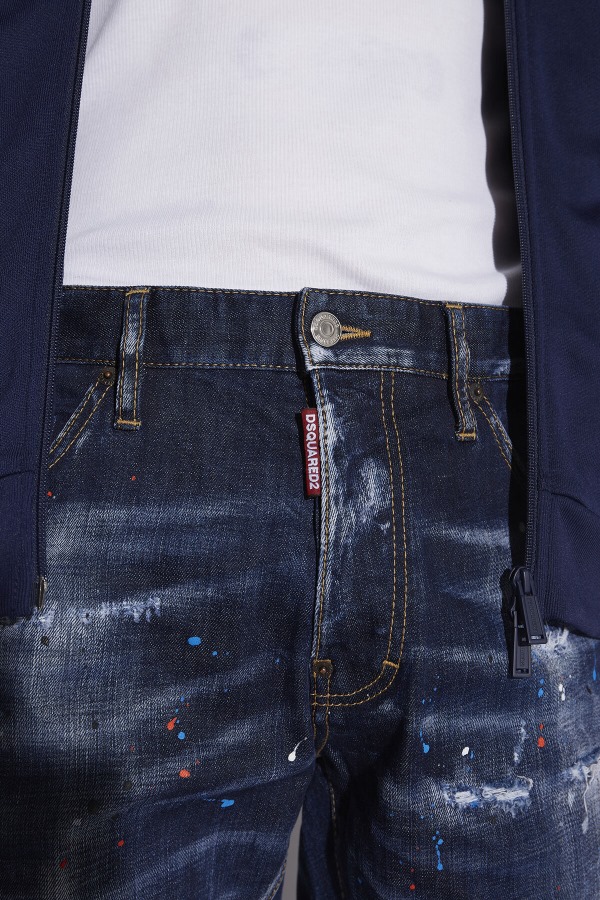 Dark Ripped Red&Blue Spots Wash Coll Guy Jeans