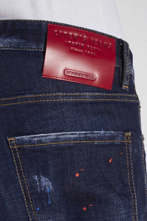 Dark Ripped Red&Blue Spots Wash Coll Guy Jeans