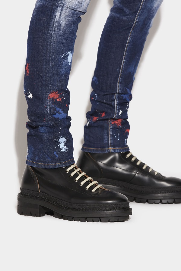 Dark Splatter Wash Cool Guy Jeans