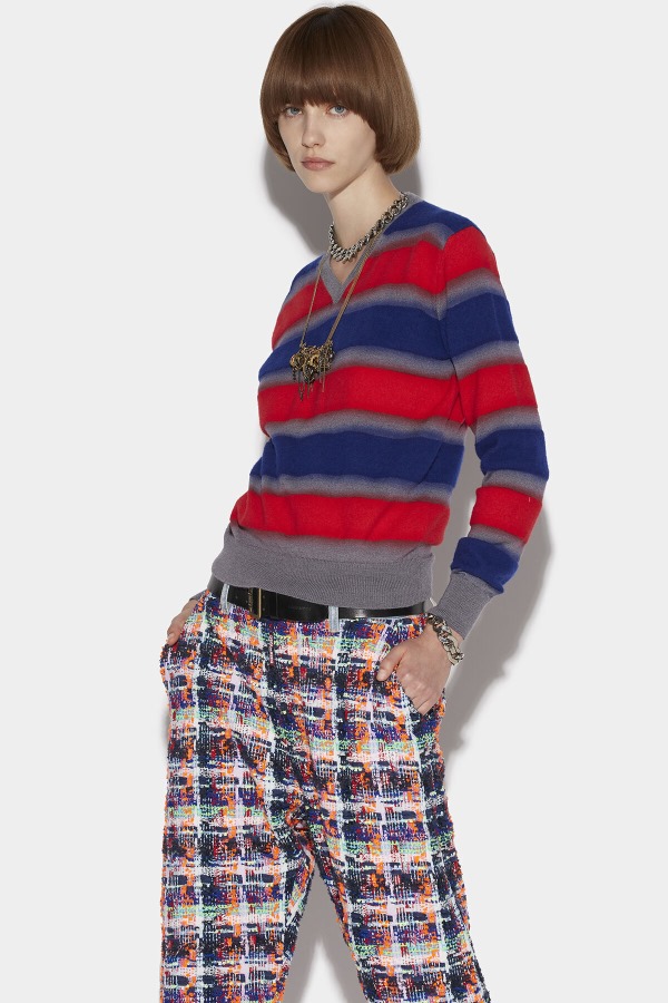 Stripes V-Neck Sweater BLUE/FANTASY