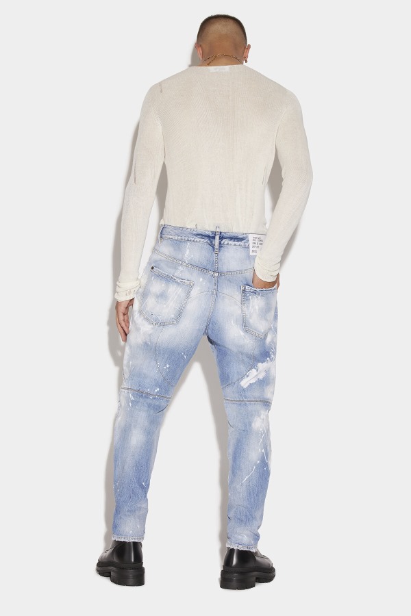 Light White Paint Wash Combat Jeans