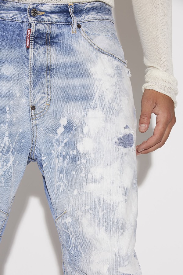 Light White Paint Wash Combat Jeans