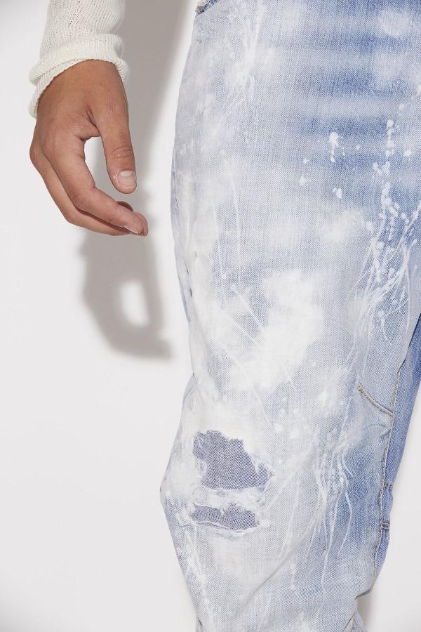 Light White Paint Wash Combat Jeans